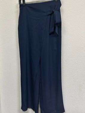 HALARA Navy Wrap Maxi Pants with Side Tie